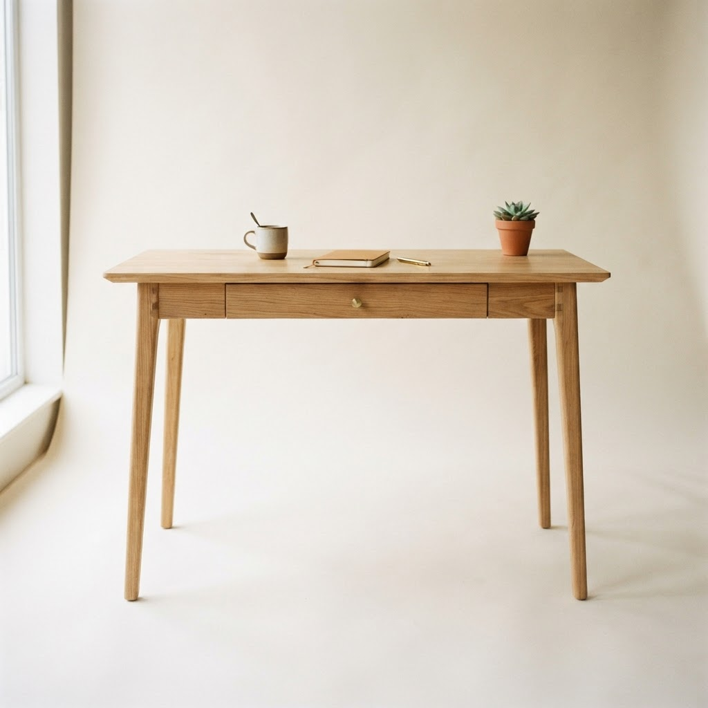 A hand-finished solid oak writing desk